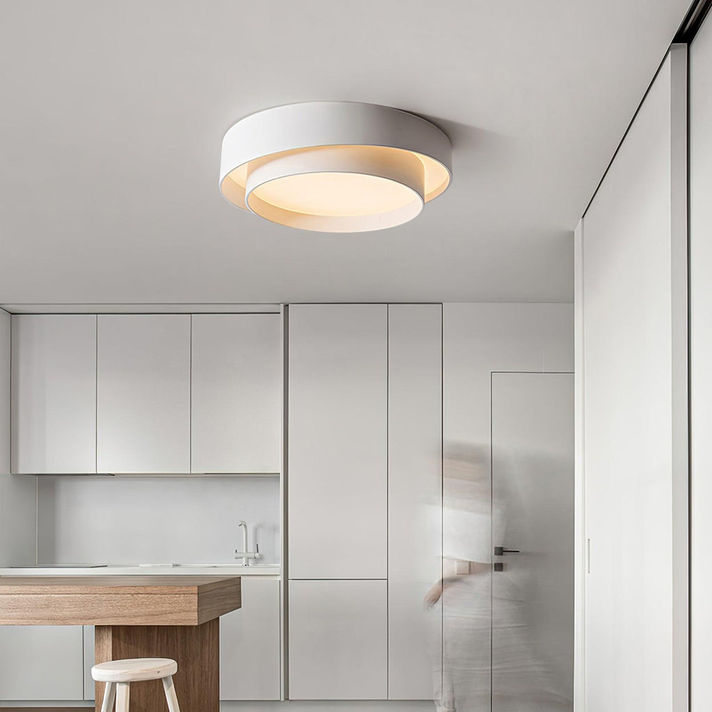 Flush Mount Ceiling Light Iron Metal Acrylic | Double Layer Cylinder Design | Integrated LED Energy Efficient Interior Lamp