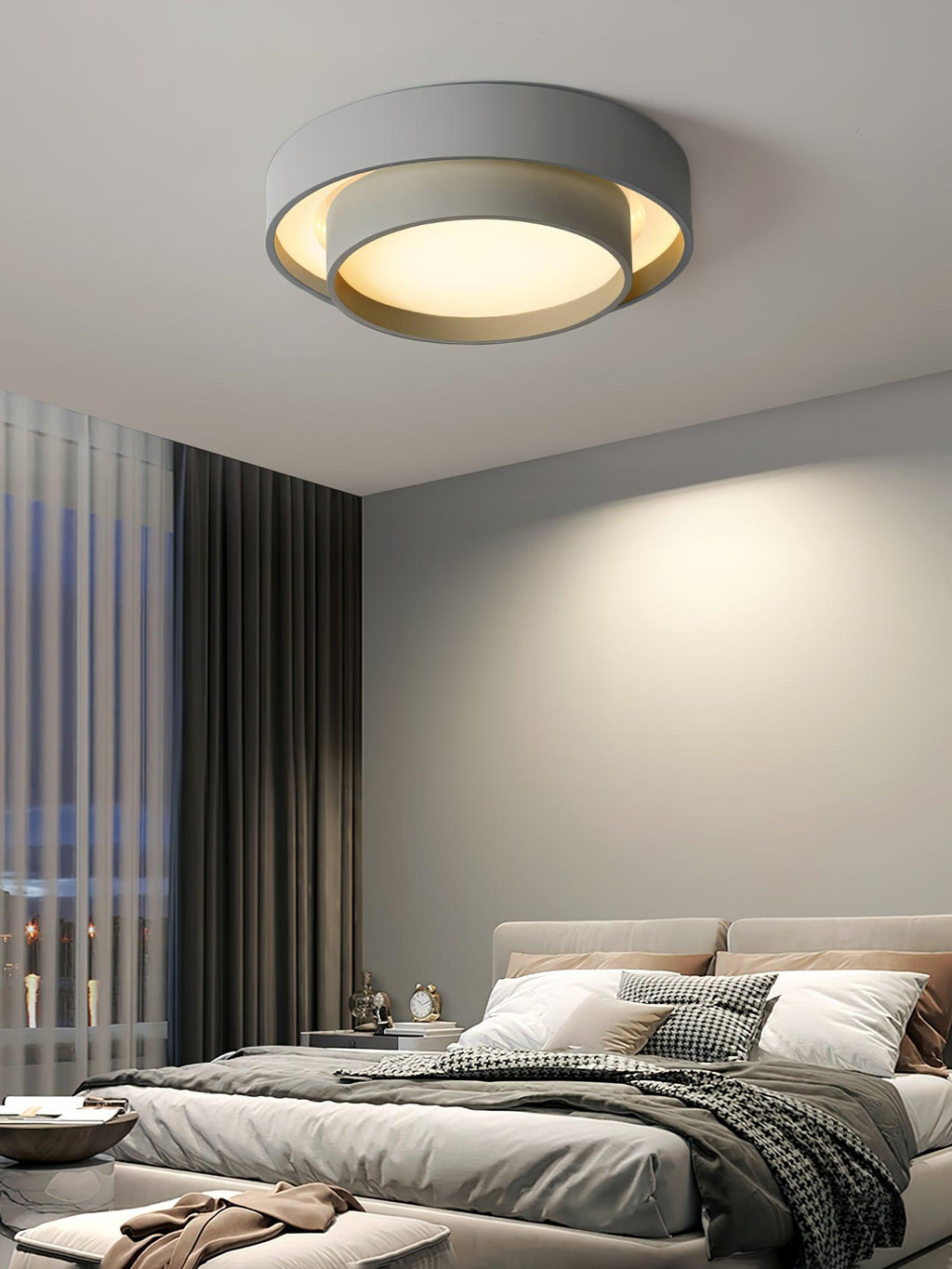 Flush Mount Ceiling Light Iron Metal Acrylic | Double Layer Cylinder Design | Integrated LED Energy Efficient Interior Lamp