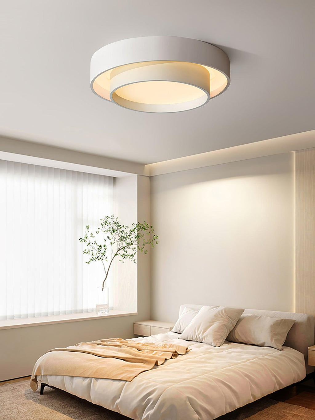 Flush Mount Ceiling Light Iron Metal Acrylic | Double Layer Cylinder Design | Integrated LED Energy Efficient Interior Lamp