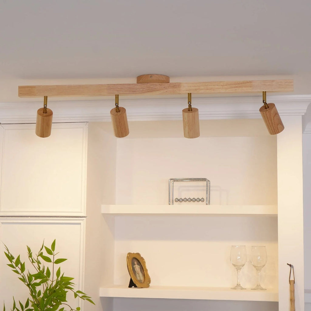 Wooden Adjustable Track Ceiling Light