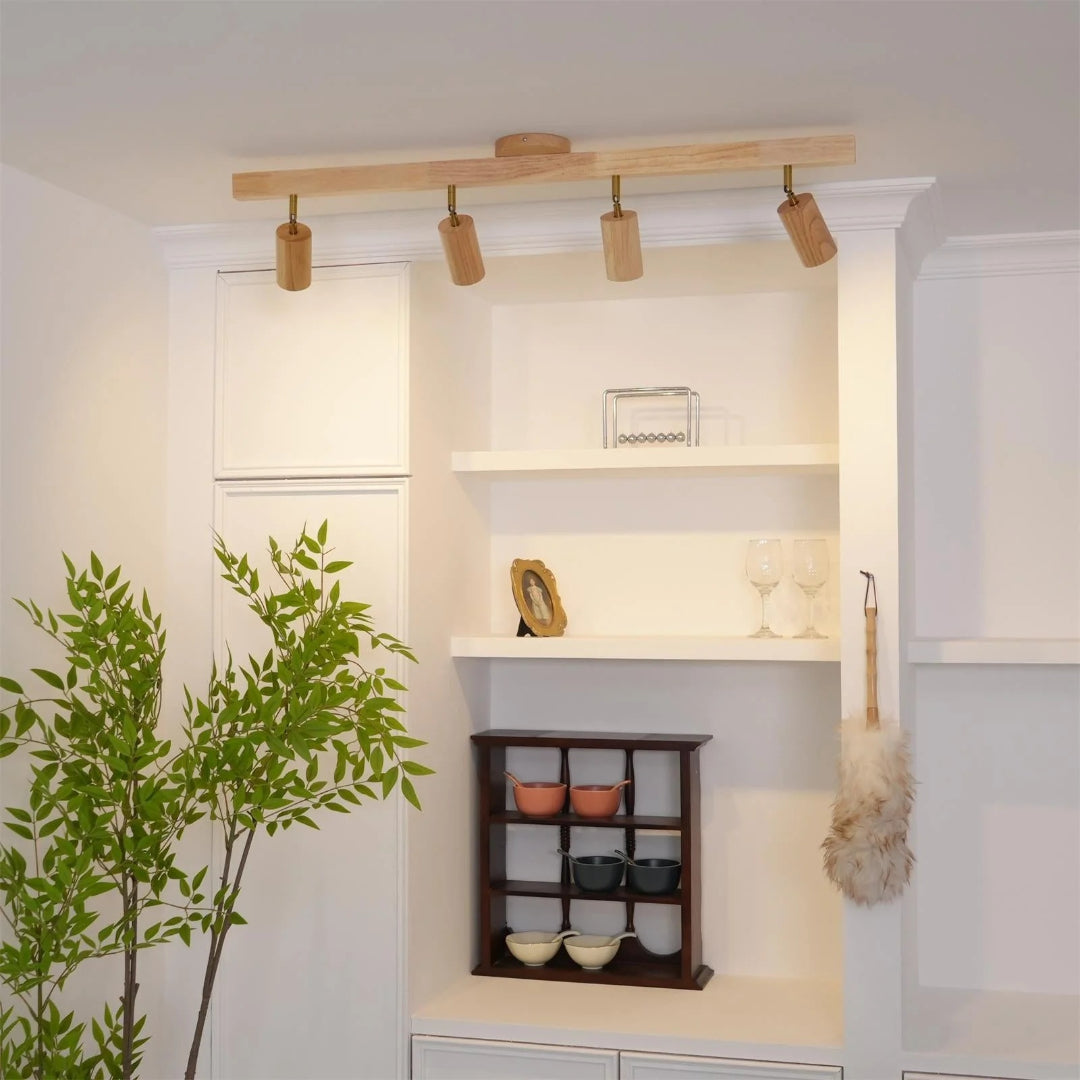 Wooden Adjustable Track Ceiling Light