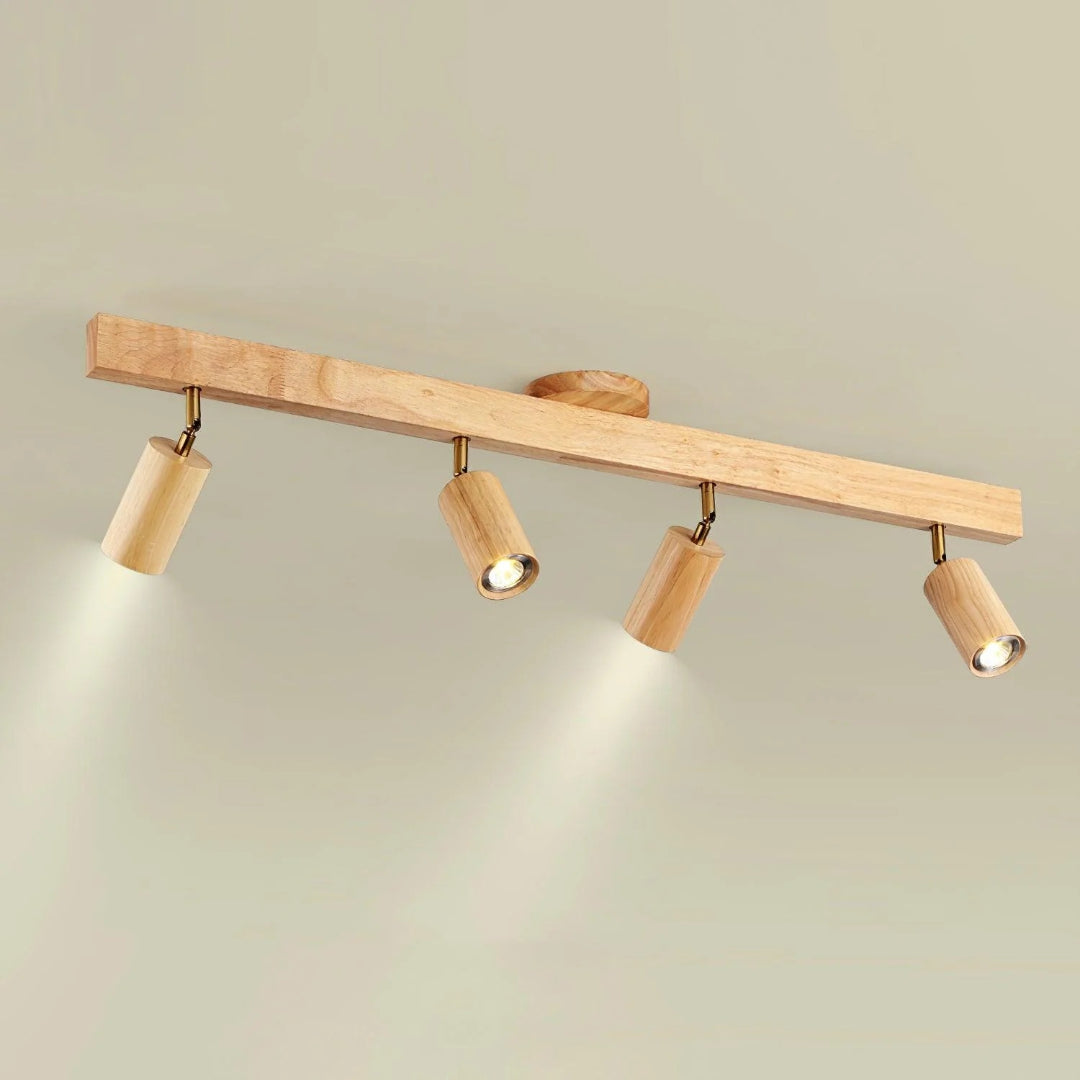 Wooden Adjustable Track Ceiling Light