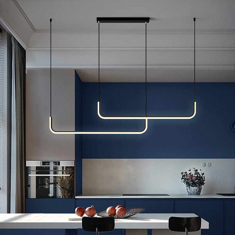Clen Suspension Linéaire Minimaliste Or/Noir. Salon - Neutralighting
