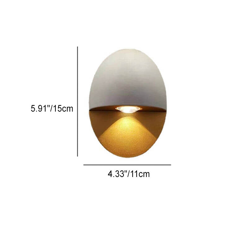 LED Outdoor Wall Lamp Aluminum | 11cm x 15cm | Minimalist Oval Design for Entrances and Patios with Integrated 5W LED