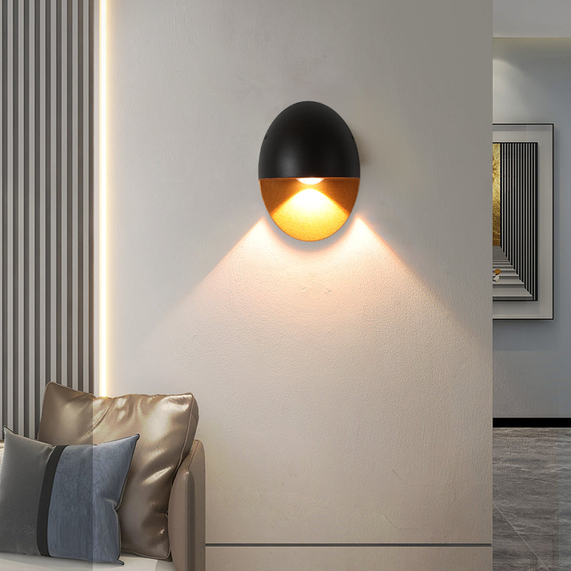LED Outdoor Wall Lamp Aluminum | 11cm x 15cm | Minimalist Oval Design for Entrances and Patios with Integrated 5W LED