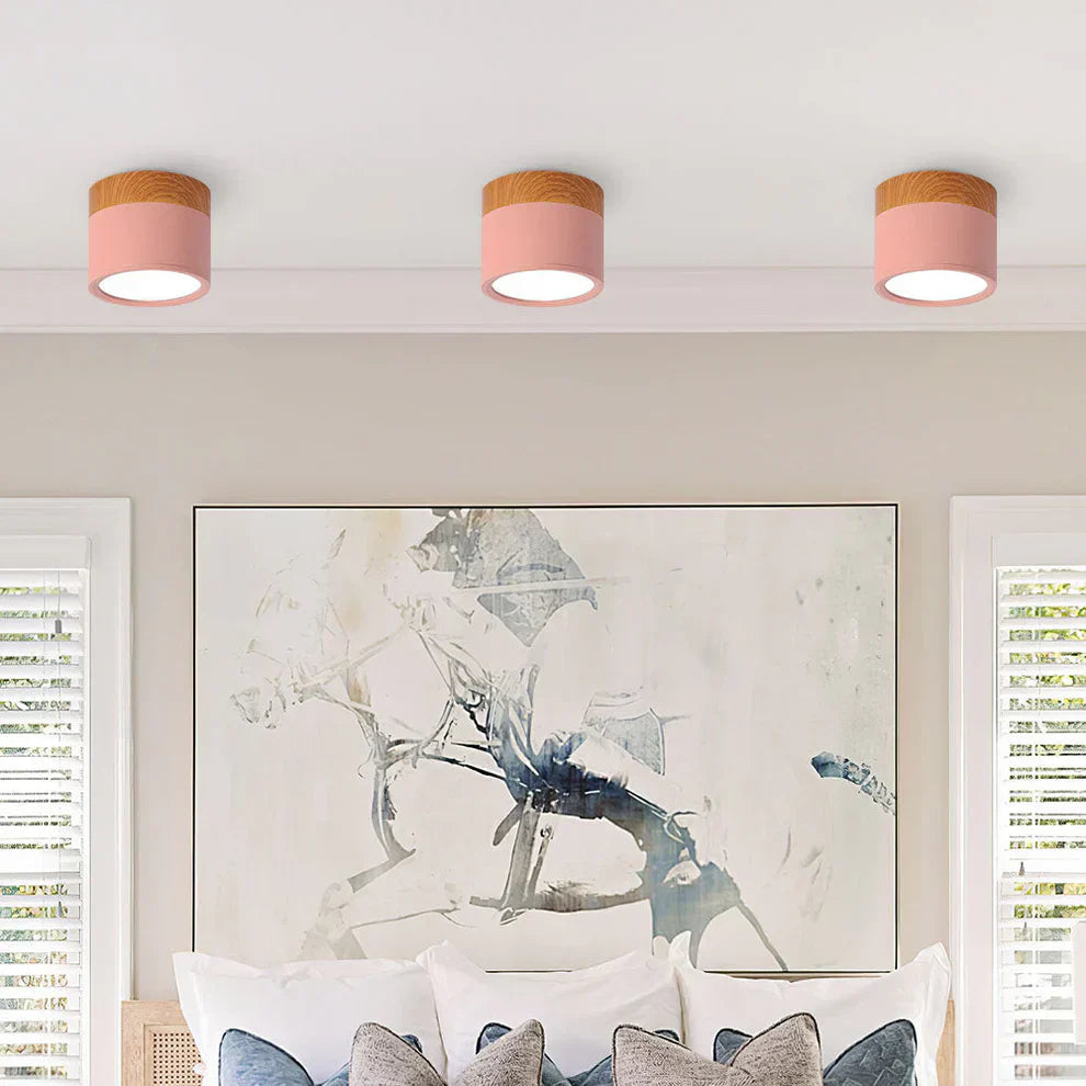 Scandinavian Wooden Round Ceiling Light