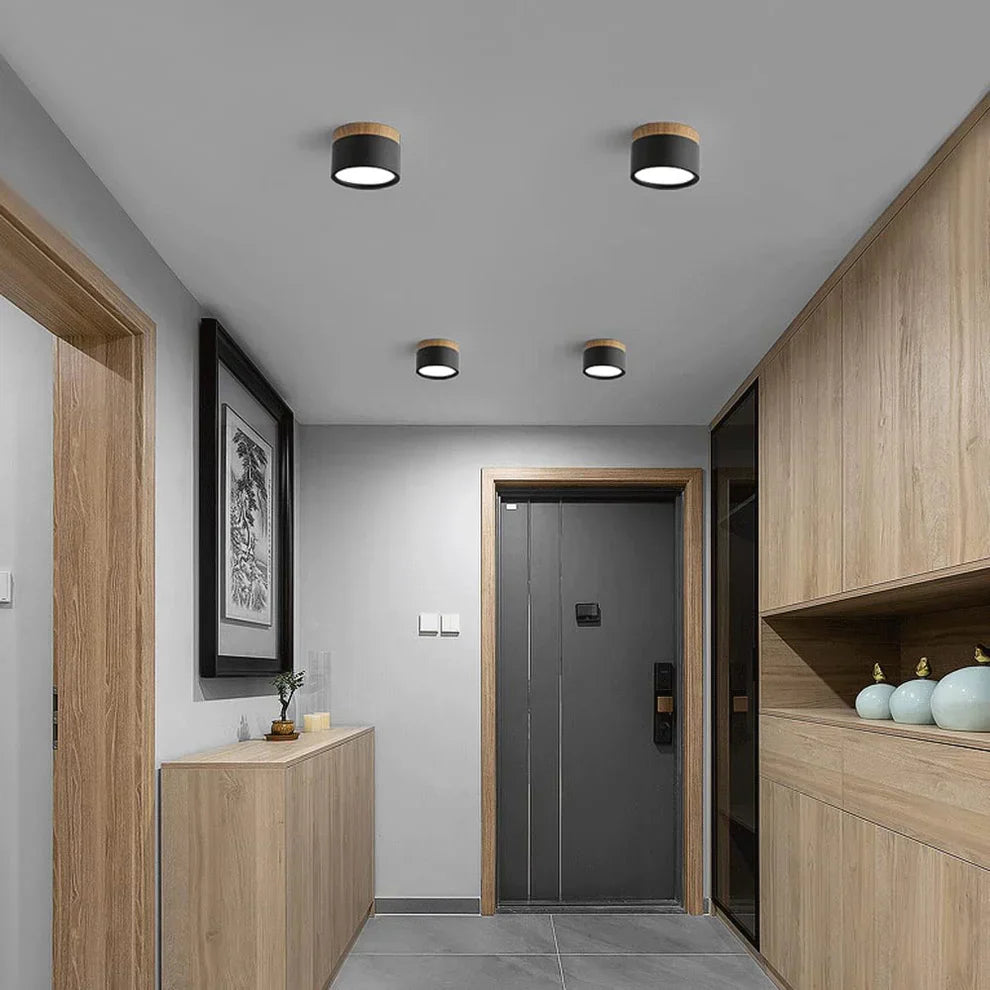 Scandinavian Wooden Round Ceiling Light