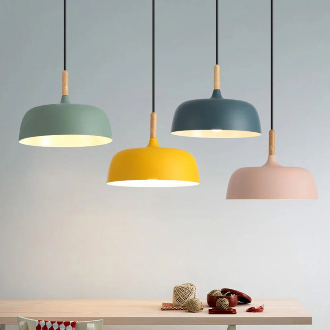 Japandi Wood Metal Pendant Light