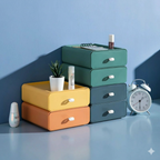Stackable Storage Boxes Plastic | Modular Desktop Organizer for Office and Bathroom | Space-Saving Home Organization Solution
