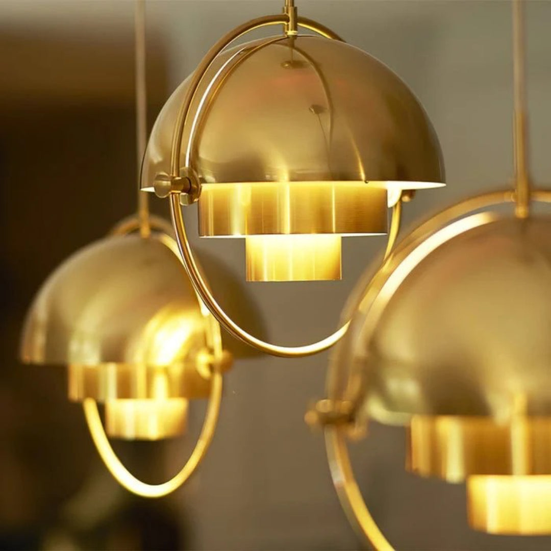 Danish Brass Dome Pendant Light