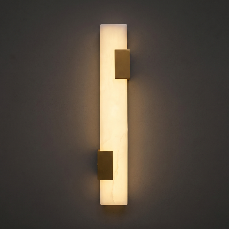 Alabaster Wall Lamp Hand-Cut Spanish Stone | G9 or Integrated LED | Unique Natural Grain Interior Sconce Lighting