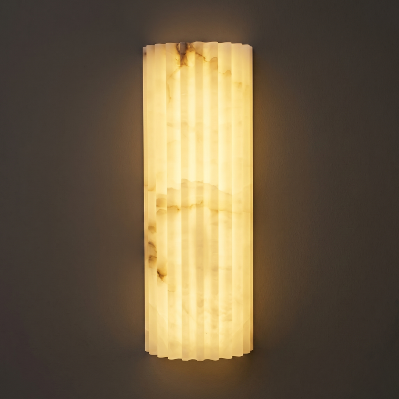 Alabaster Wall Lamp Hand-Cut Spanish Stone | G9 or Integrated LED | Unique Natural Grain Interior Sconce Lighting