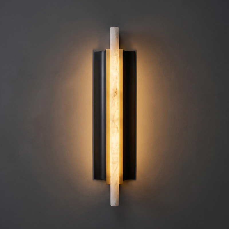 Alabaster Wall Lamp Hand-Cut Spanish Stone | G9 or Integrated LED | Unique Natural Grain Interior Sconce Lighting