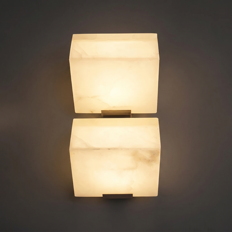 Alabaster Wall Lamp Hand-Cut Spanish Stone | G9 or Integrated LED | Unique Natural Grain Interior Sconce Lighting