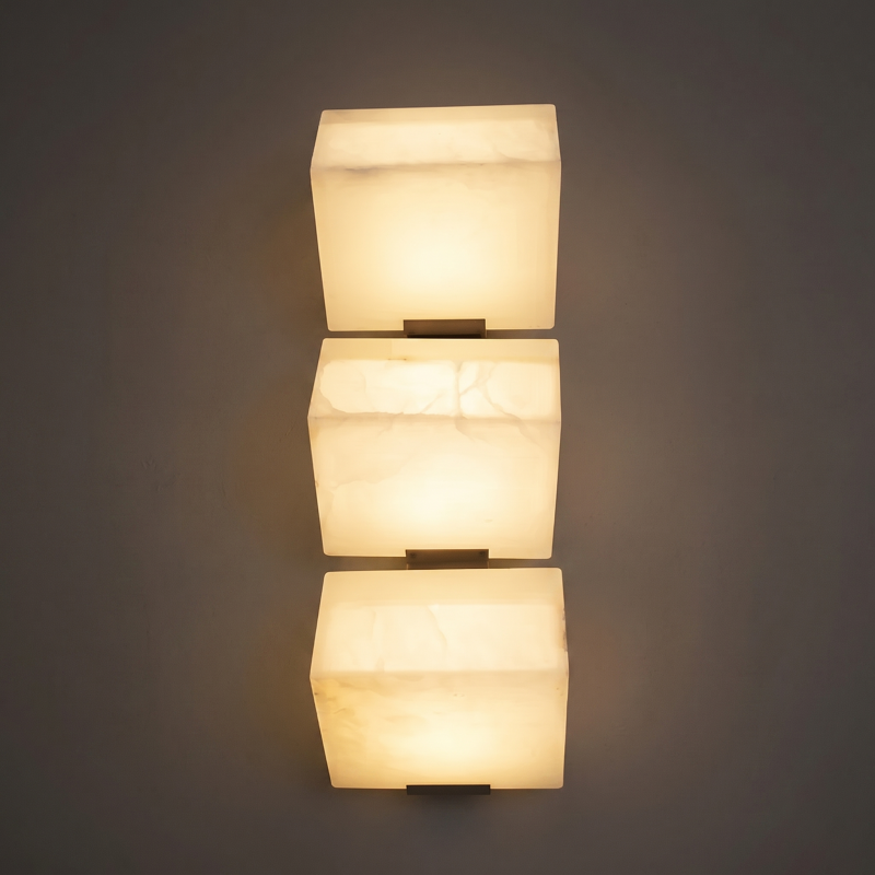 Alabaster Wall Lamp Hand-Cut Spanish Stone | G9 or Integrated LED | Unique Natural Grain Interior Sconce Lighting