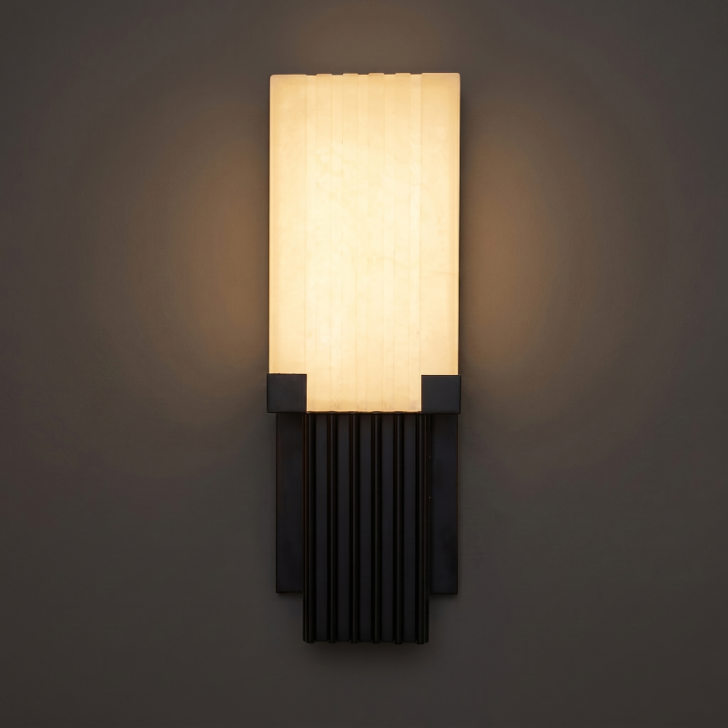 Alabaster Wall Lamp Hand-Cut Spanish Stone | G9 or Integrated LED | Unique Natural Grain Interior Sconce Lighting