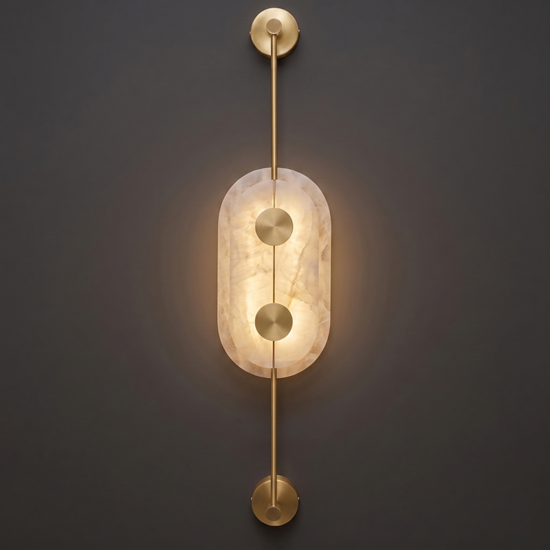 Alabaster Wall Lamp Hand-Cut Spanish Stone | G9 or Integrated LED | Unique Natural Grain Interior Sconce Lighting
