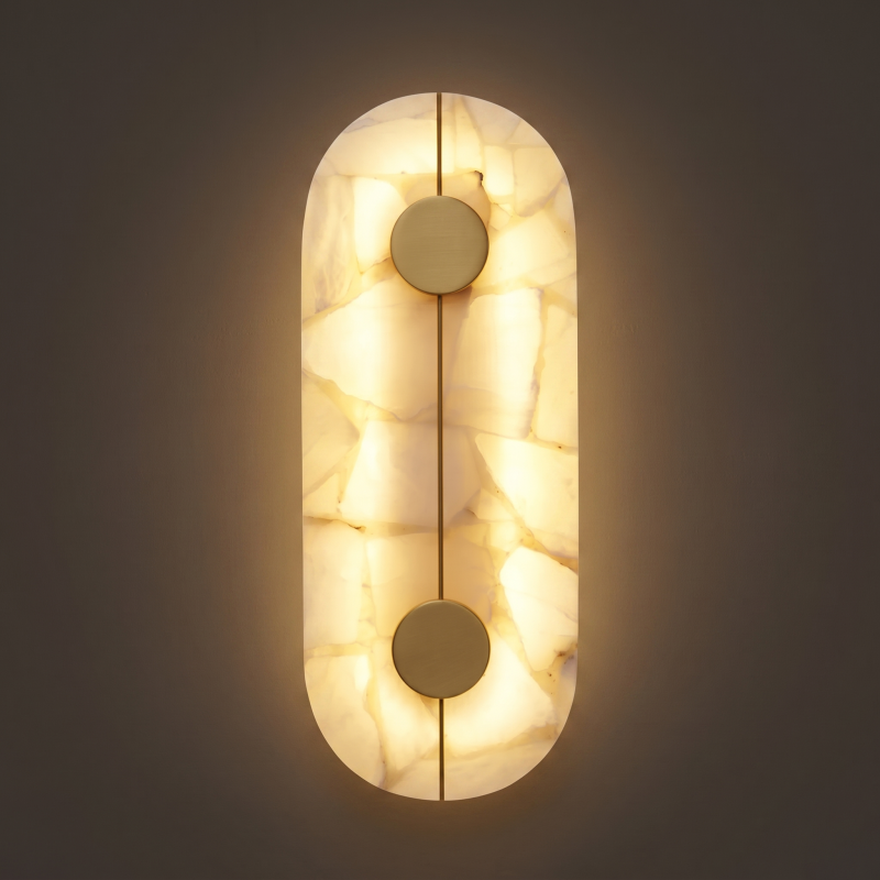 Alabaster Wall Lamp Hand-Cut Spanish Stone | G9 or Integrated LED | Unique Natural Grain Interior Sconce Lighting