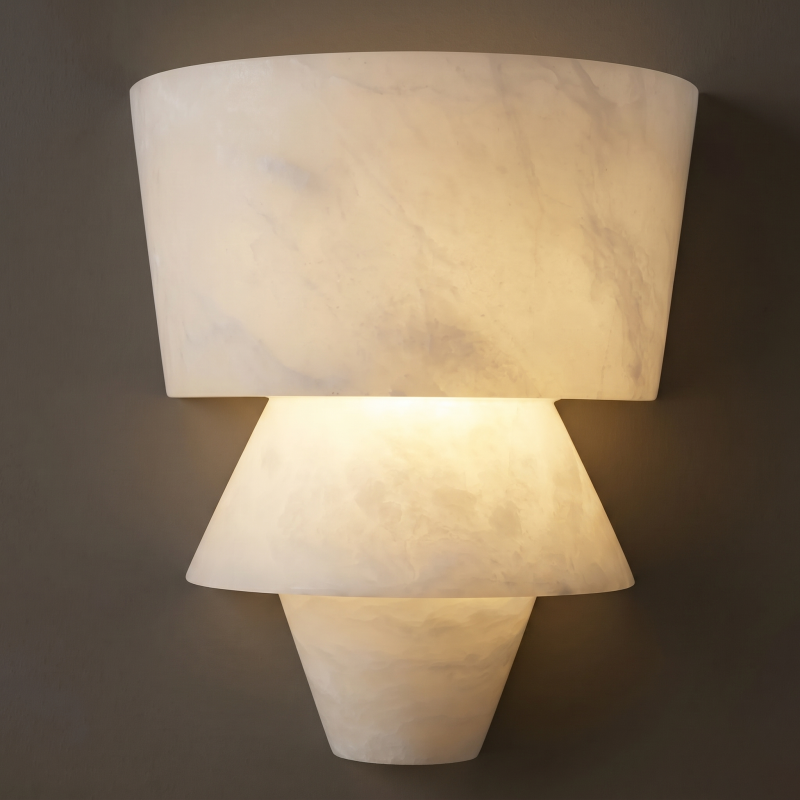 Alabaster Wall Lamp Hand-Cut Spanish Stone | G9 or Integrated LED | Unique Natural Grain Interior Sconce Lighting