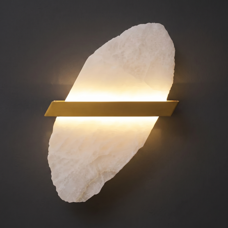 Alabaster Wall Lamp Hand-Cut Spanish Stone | G9 or Integrated LED | Unique Natural Grain Interior Sconce Lighting