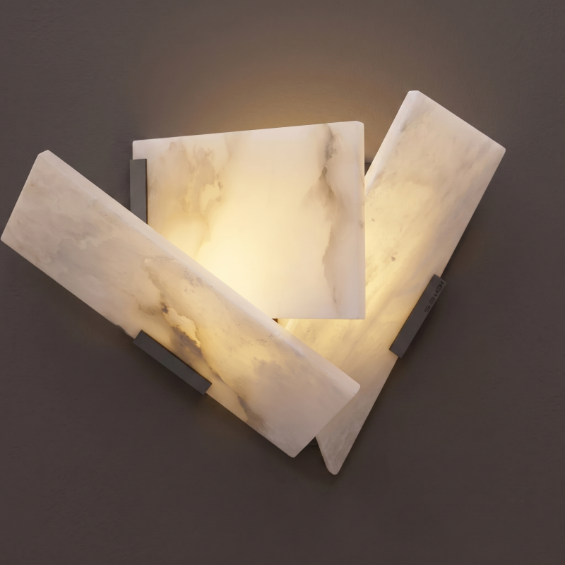 Alabaster Wall Lamp Hand-Cut Spanish Stone | G9 or Integrated LED | Unique Natural Grain Interior Sconce Lighting