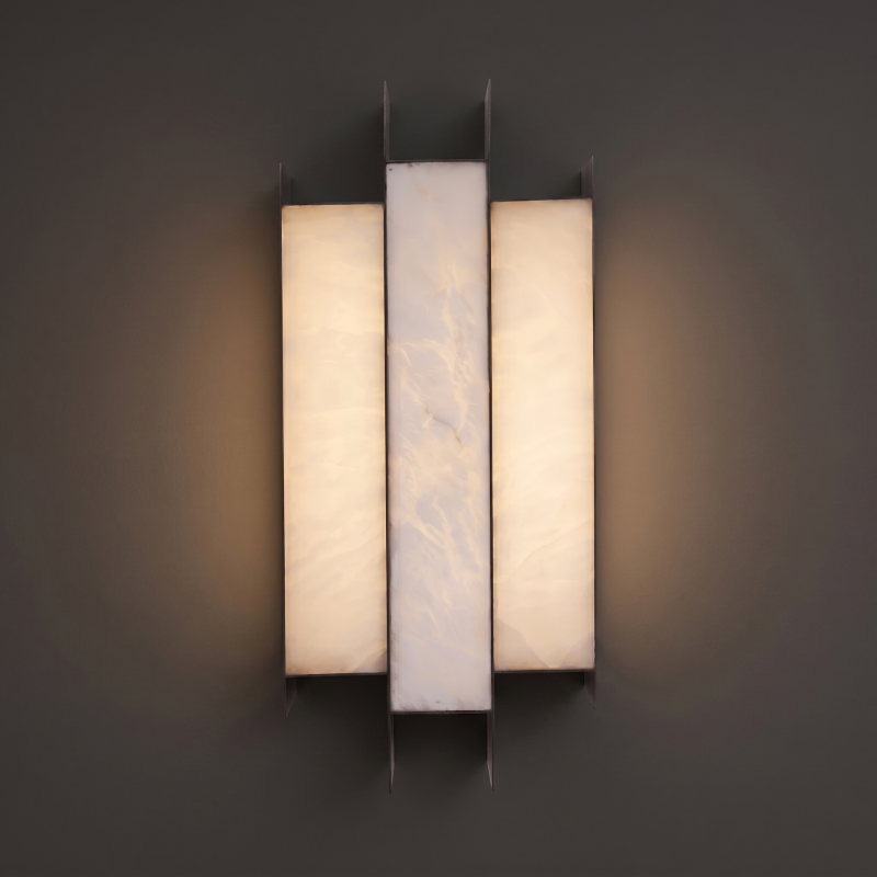 Alabaster Wall Lamp Hand-Cut Spanish Stone | G9 or Integrated LED | Unique Natural Grain Interior Sconce Lighting