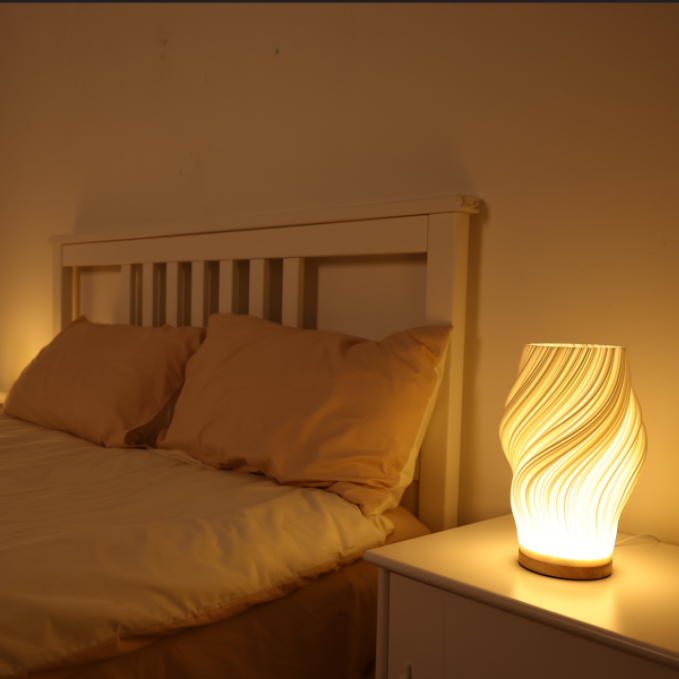 Modern Wavy Table Lamp Sculptural Ambient Light Contemporary Bedside Accent Lamp