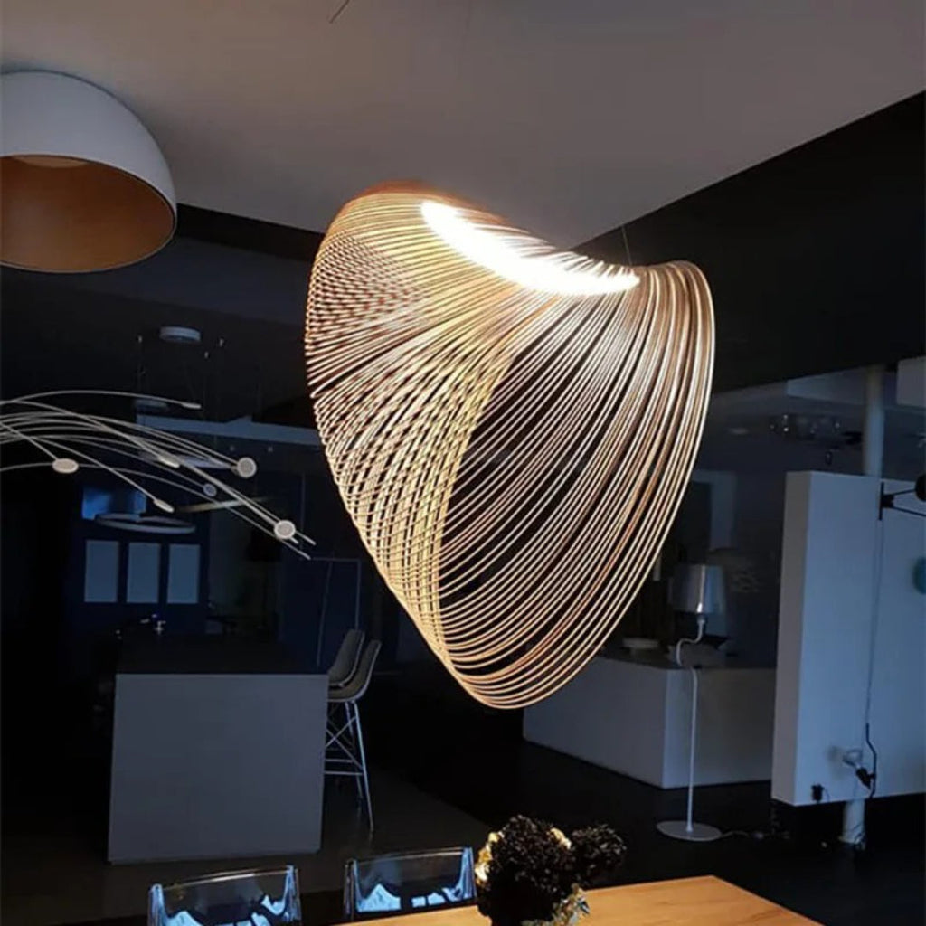 Minimalist Curved Wooden Pendant Light