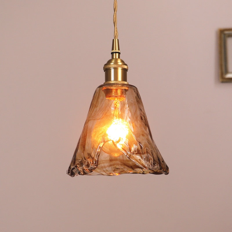 Zina Suspension Géométrique Vintage Verre. Laiton. Salon - Neutralighting