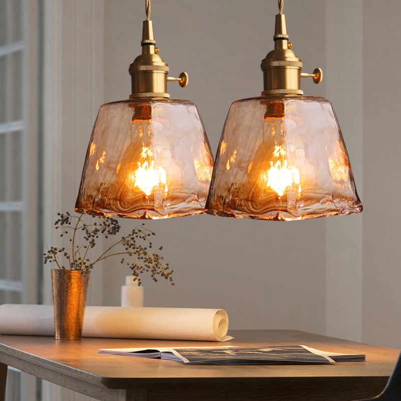 Zina Suspension Géométrique Vintage Verre. Laiton. Salon - Neutralighting