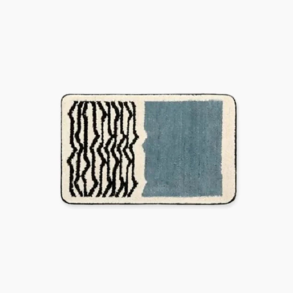 Handmade Abstract Bath Mat Polyester Acrylic Mix | Modern Scandi Style | Anti-Slip Backing for Safe and Soft Bathroom Floors