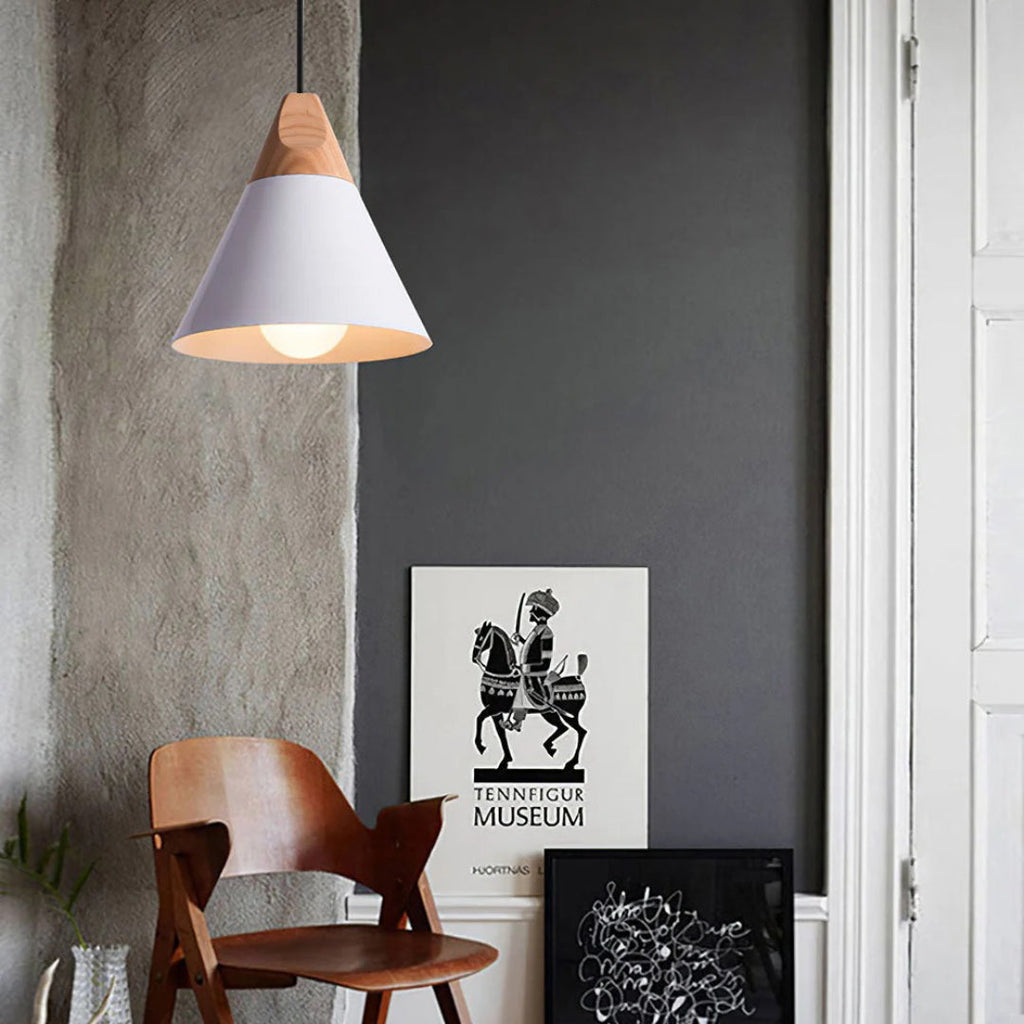 Scandinavian Wood Metal Pendant Light
