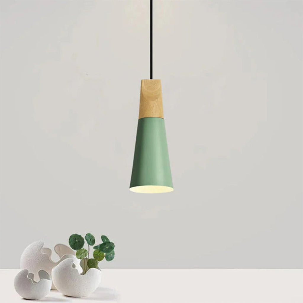Scandinavian Wood Metal Pendant Light