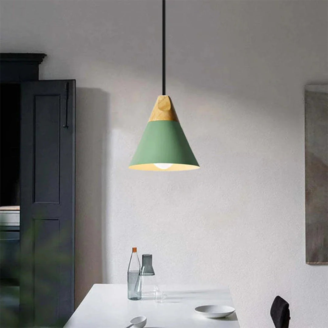 Scandinavian Wood Metal Pendant Light