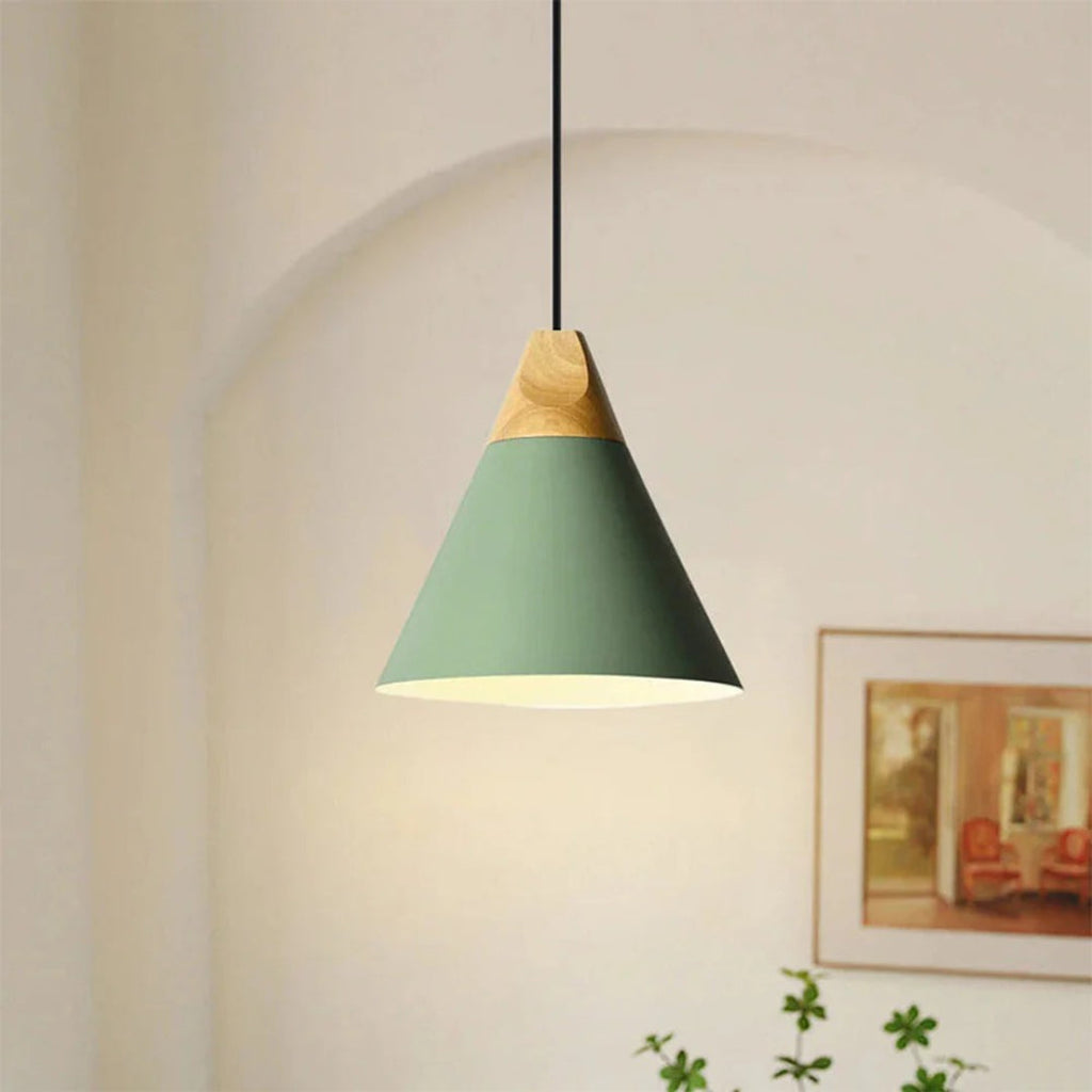 Scandinavian Wood Metal Pendant Light