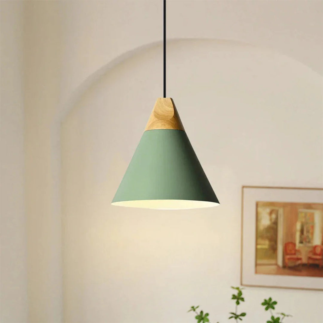 Scandinavian Wood Metal Pendant Light