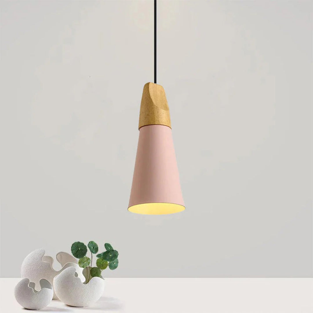 Scandinavian Wood Metal Pendant Light