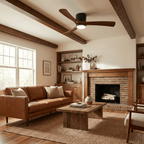 Ceiling Fan with Light Sycamore Wood Blades | Silent 6-Speed DC Motor | Flush Mount Nordic Design for Home Interiors
