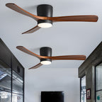 Ceiling Fan with Light Sycamore Wood Blades | Silent 6-Speed DC Motor | Flush Mount Nordic Design for Home Interiors