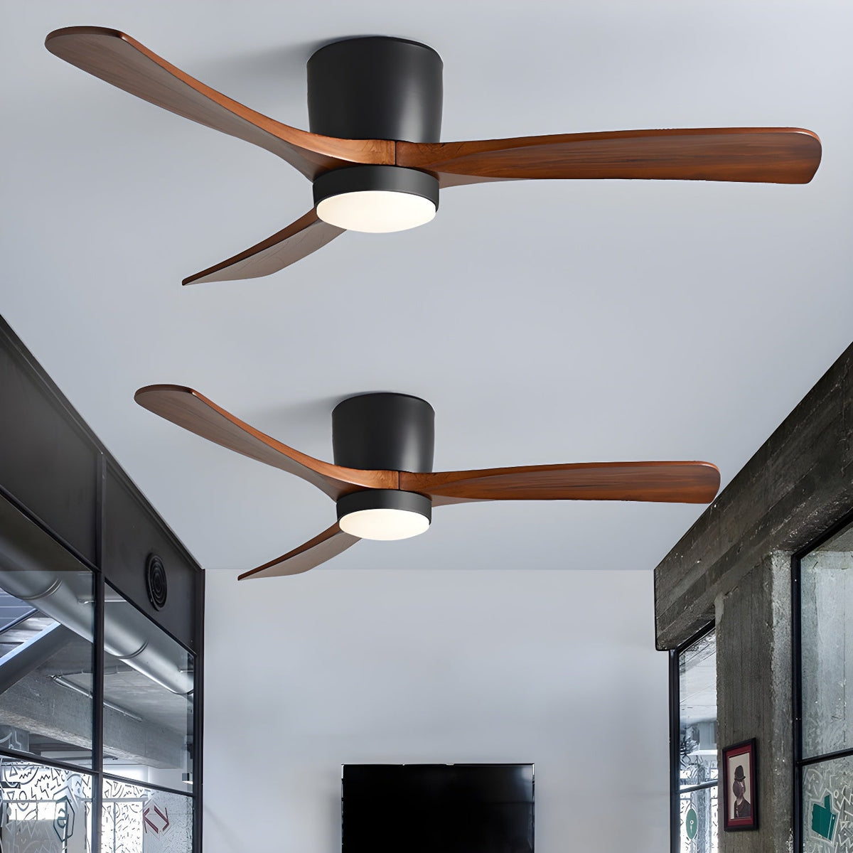 Ventilateur de plafond nordique en bois Ezra avec lumière - Neutralighting