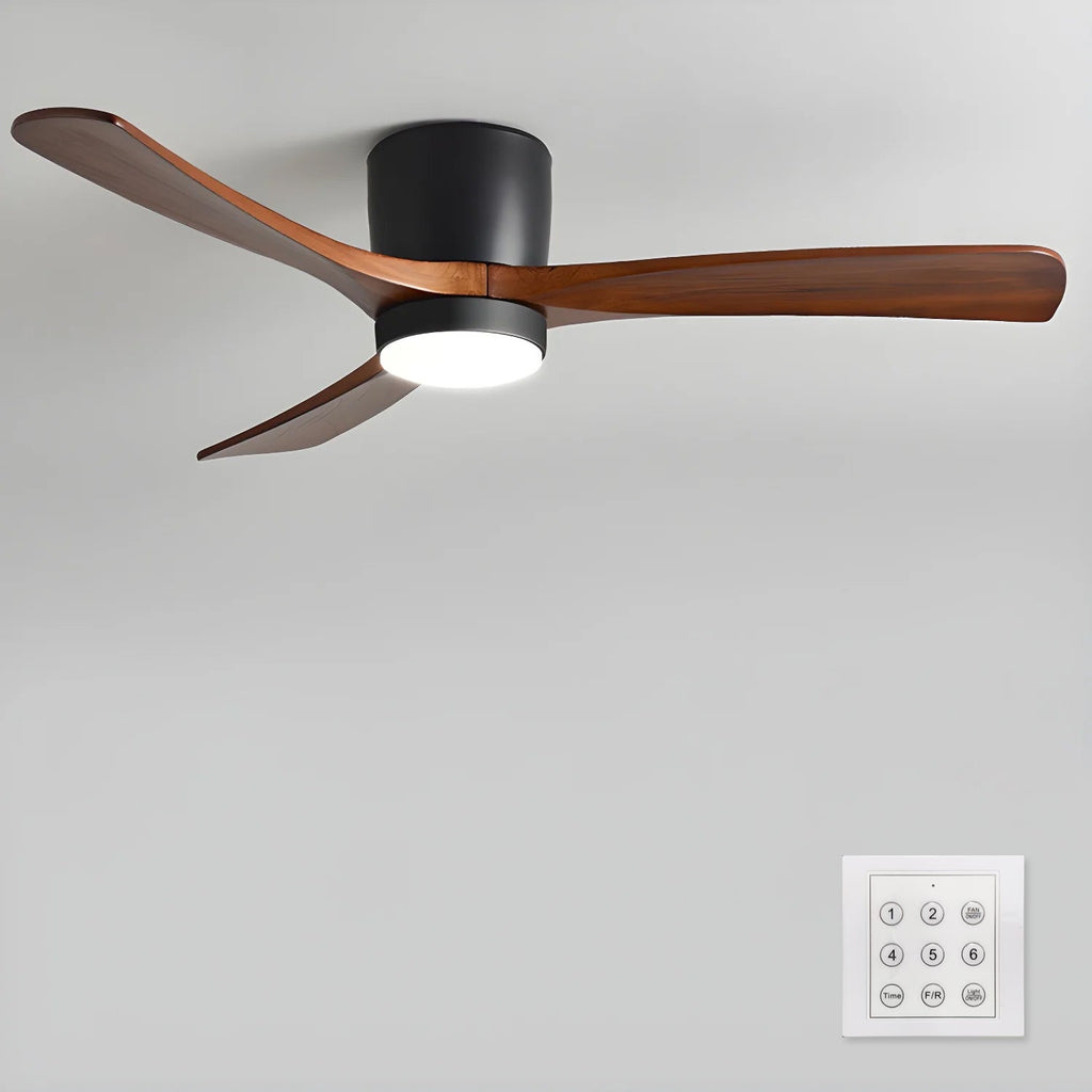 Ventilateur de plafond nordique en bois Ezra avec lumière - Neutralighting