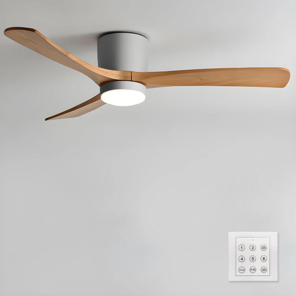 Ventilateur de plafond nordique en bois Ezra avec lumière - Neutralighting