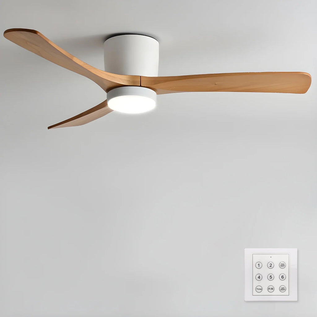 Ventilateur de plafond nordique en bois Ezra avec lumière - Neutralighting