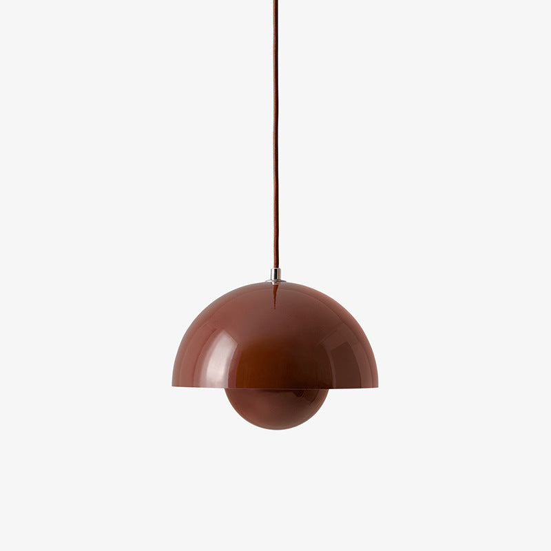 Mid Century Pendant Lamp Painted Metal 23cm | Sculpted Twin Semi-Sphere Design | Warm Ambient Glow for Living Spaces
