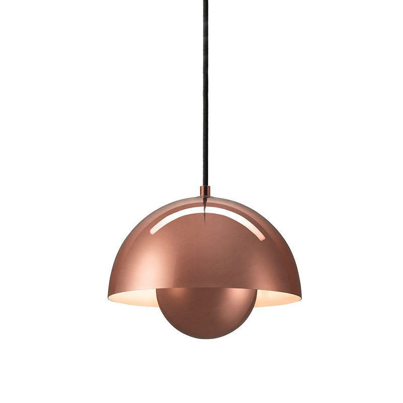 Mid Century Pendant Lamp Painted Metal 23cm | Sculpted Twin Semi-Sphere Design | Warm Ambient Glow for Living Spaces
