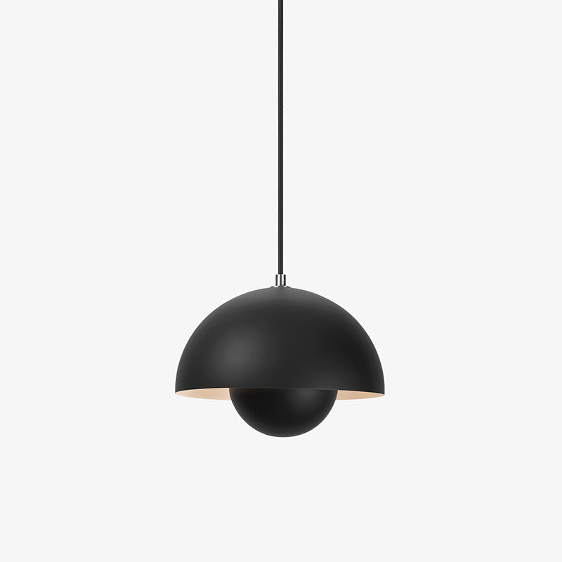 Mid Century Pendant Lamp Painted Metal 23cm | Sculpted Twin Semi-Sphere Design | Warm Ambient Glow for Living Spaces