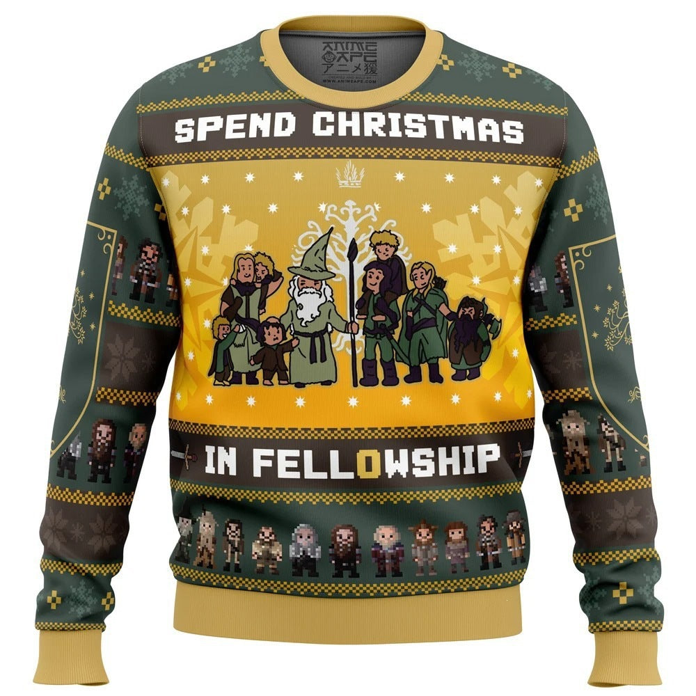 Funny Ugly Christmas Sweater – Men's Novelty Character Print Long Sleeve Pullover