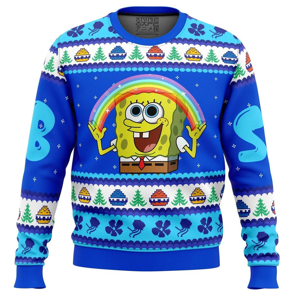 Funny Ugly Christmas Sweater – Men's Novelty Character Print Long Sleeve Pullover