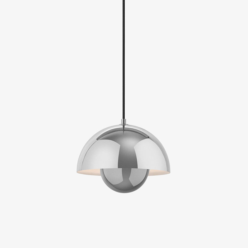Mid Century Pendant Lamp Painted Metal 23cm | Sculpted Twin Semi-Sphere Design | Warm Ambient Glow for Living Spaces