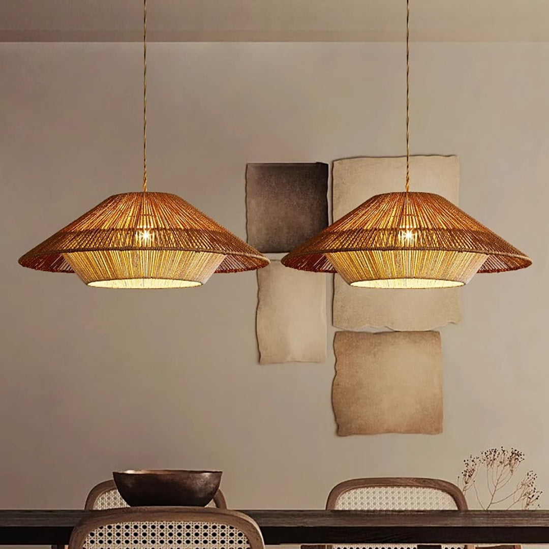 Woven Bamboo Pendant Lamp – Handcrafted Flared Shade Natural Design